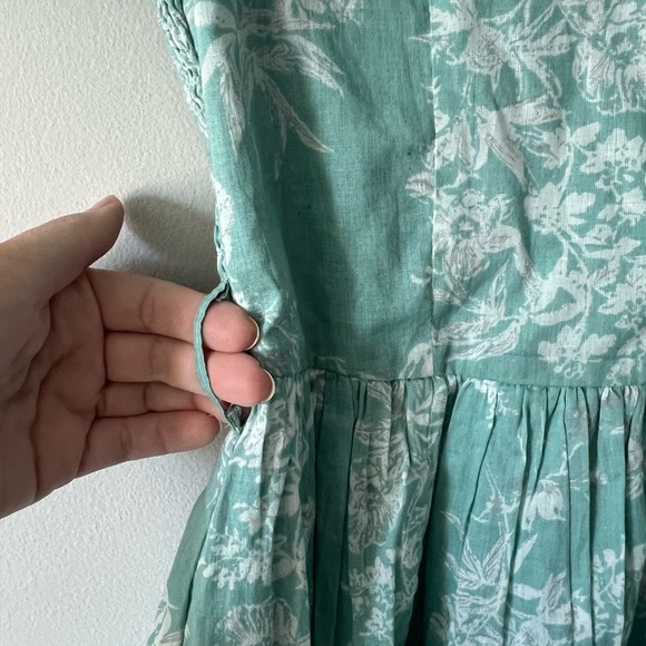 Mia Eliza Floral Smocked Back Mini Dress Sage Green Cottagecore Tea Dress XS NWT - Picture 4 of 4